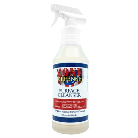 ZONE REPELLANTS Zone Defense Surface Cleaner 70% Alcohol 32oz 6/cs 107-32S